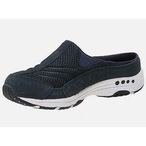 Easy Spirit Traveltime WM 7.5 N Black Mesh & Leather Slip on Comfort Mules Clog